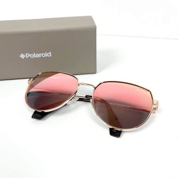 Polaroid Accessories - Polaroid Pink Reflective Sunglasses with Gold Rim​